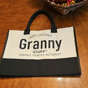 Black and White Granny Tote Bag Christmas Holiday Grandma Gift Mothers Day BNWT